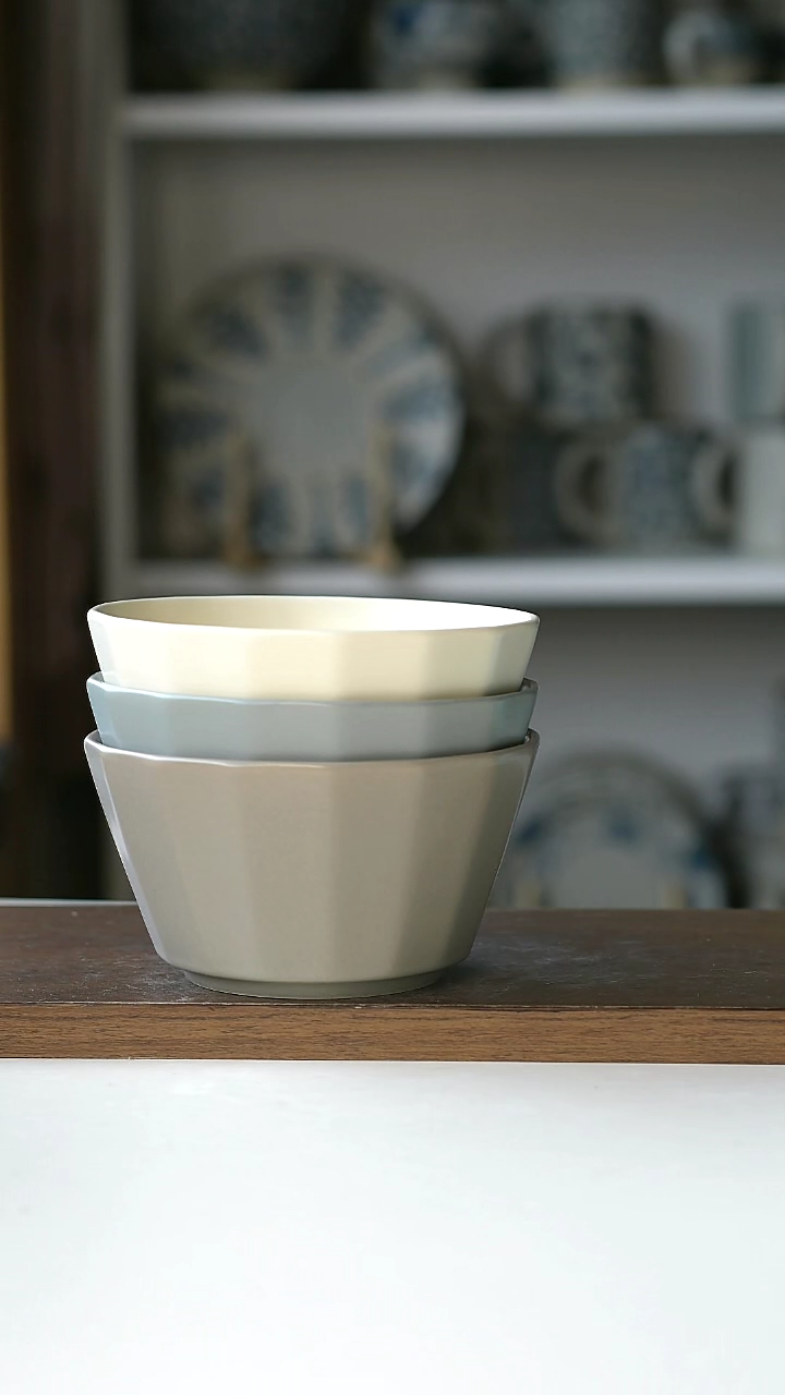 【闪购商品】陶瓷莫兰迪米饭碗3只装@4-2@