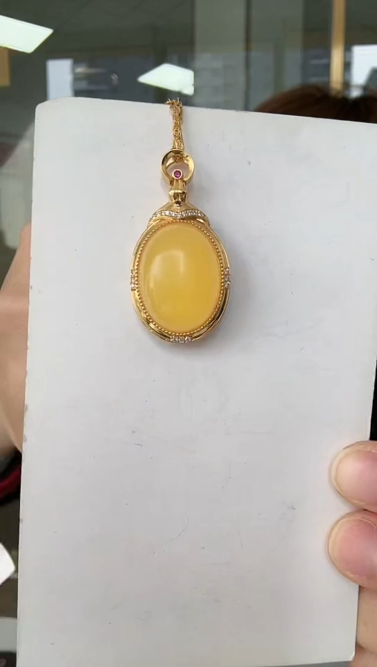 【闪购商品】蜜蜡裸石银S925镶嵌挂坠4