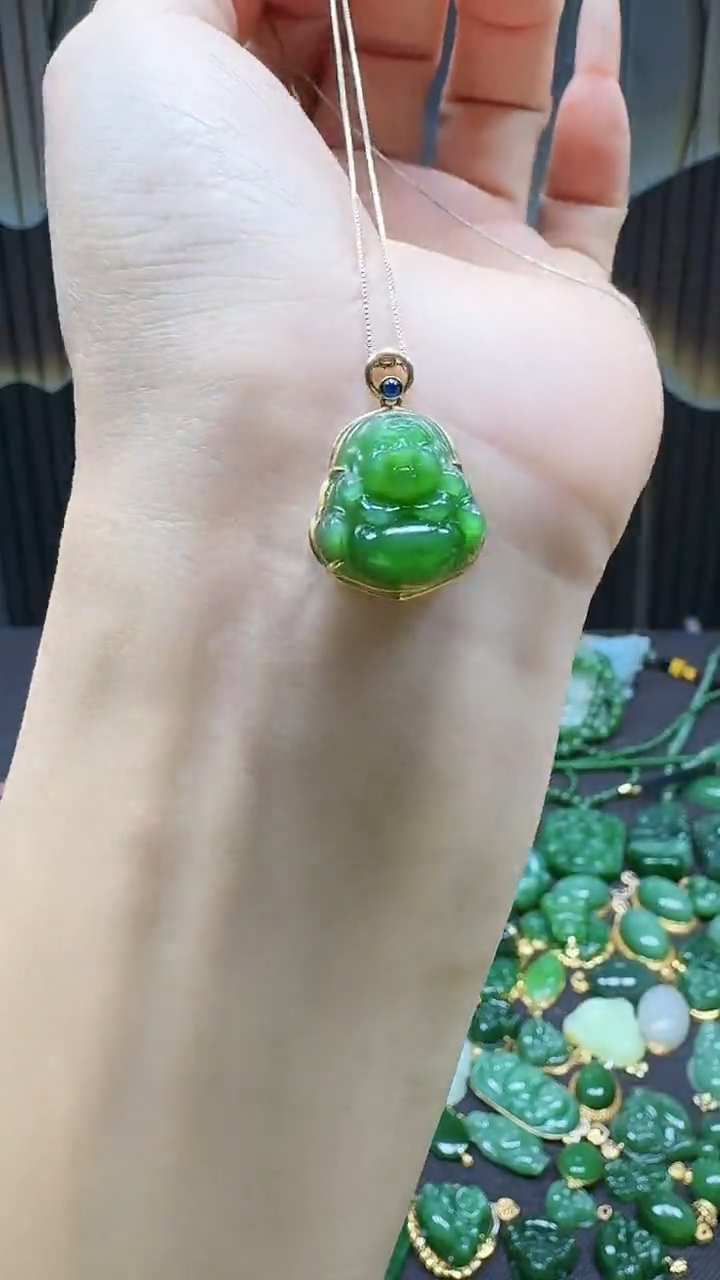 【闪购商品】和田玉挂件18K金镶嵌1