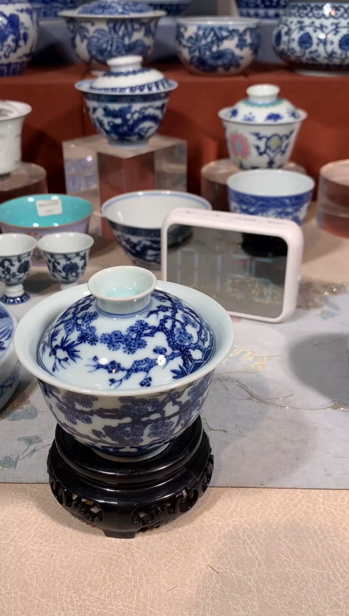 【闪购商品】摆件青花松竹梅盖碗