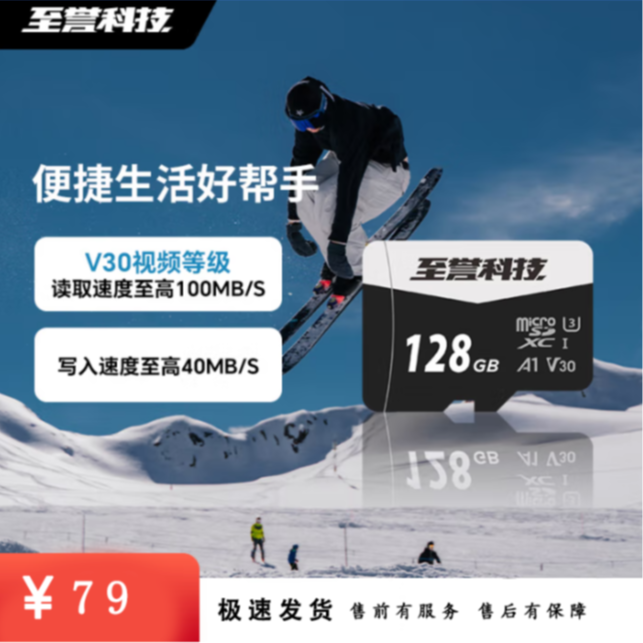 至誉无人机Element系列UHS-I microSD V30 A1存储卡 读速100MB/s