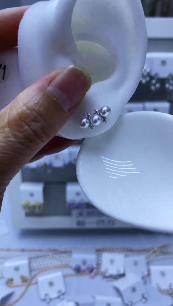 银S925镶嵌耳饰淡水珍珠171