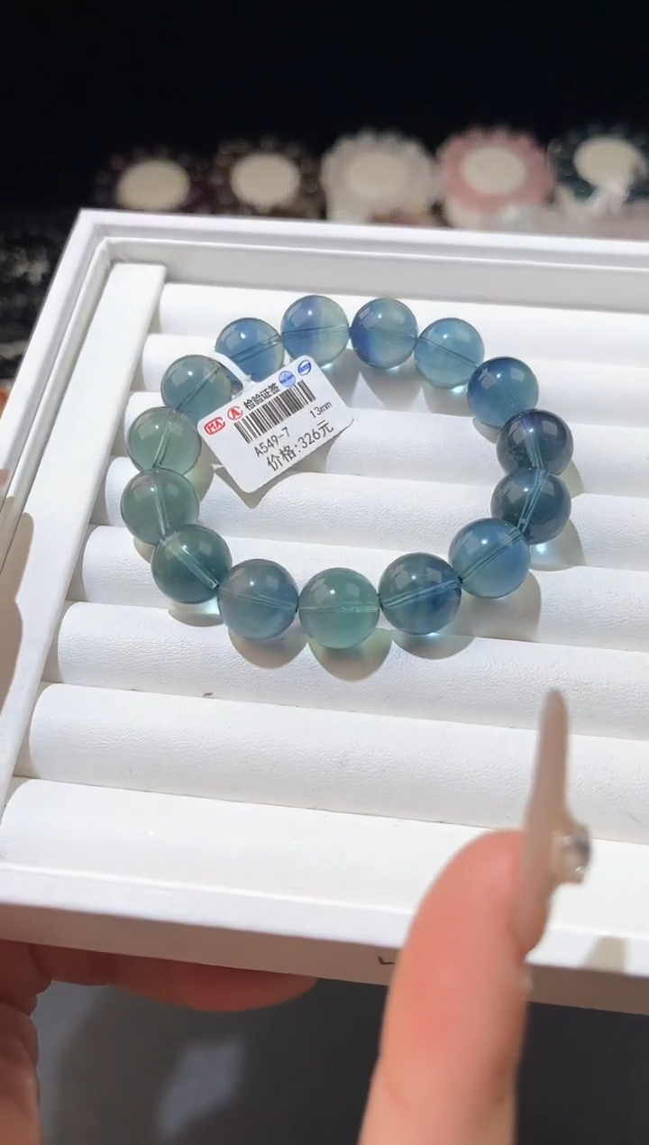 【闪购商品】萤石手链未镶嵌多样性发一蓝绿萤石13mm