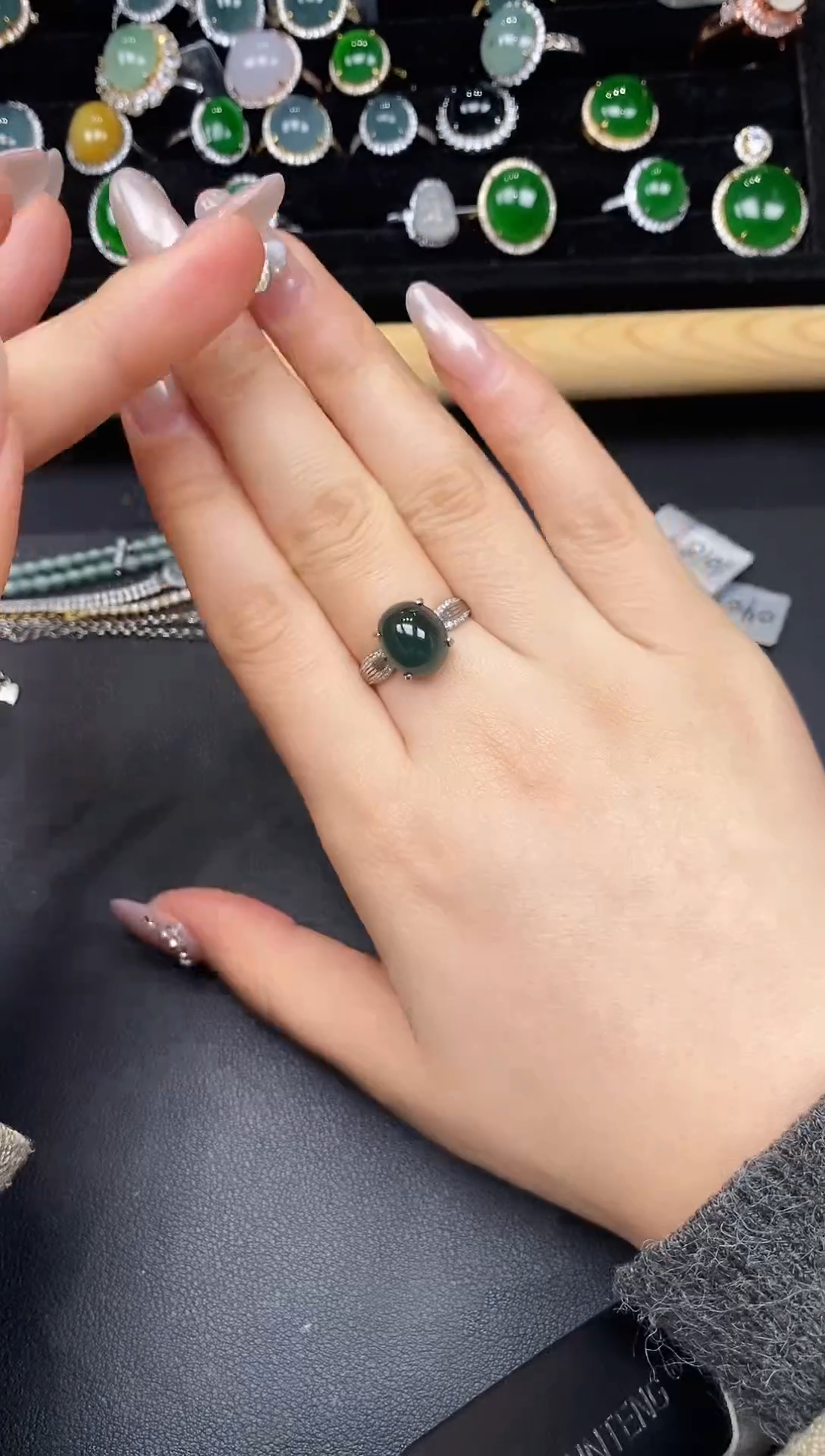 银S925镶嵌戒指翡翠28328