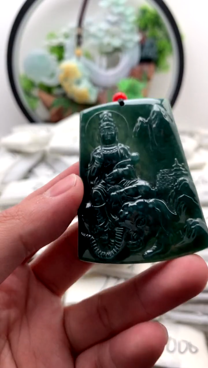 【闪购商品】翡翠颈饰未镶嵌普贤【品质一般能接受再拍】