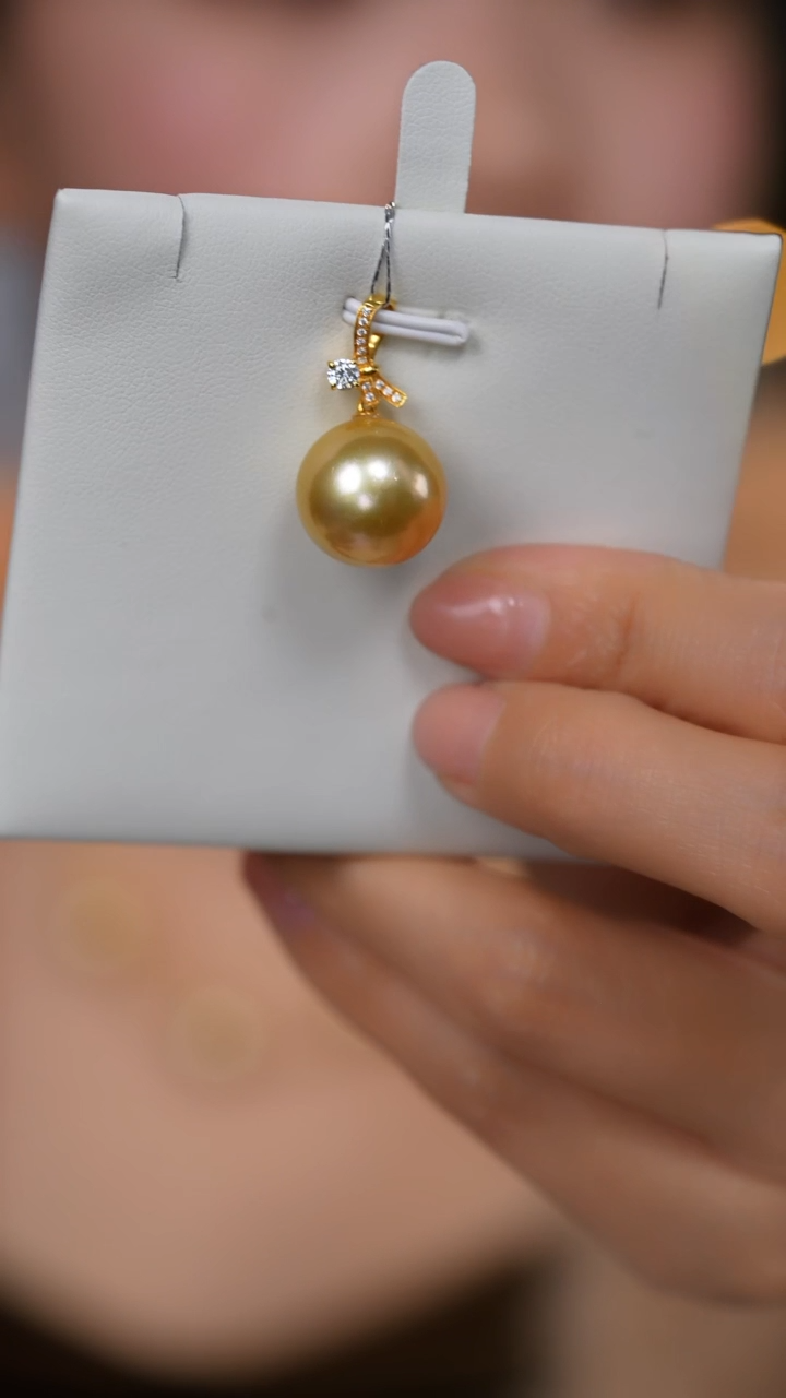 【闪购商品】海水珍珠吊坠(不含链)18K金镶嵌金珠14-15mm