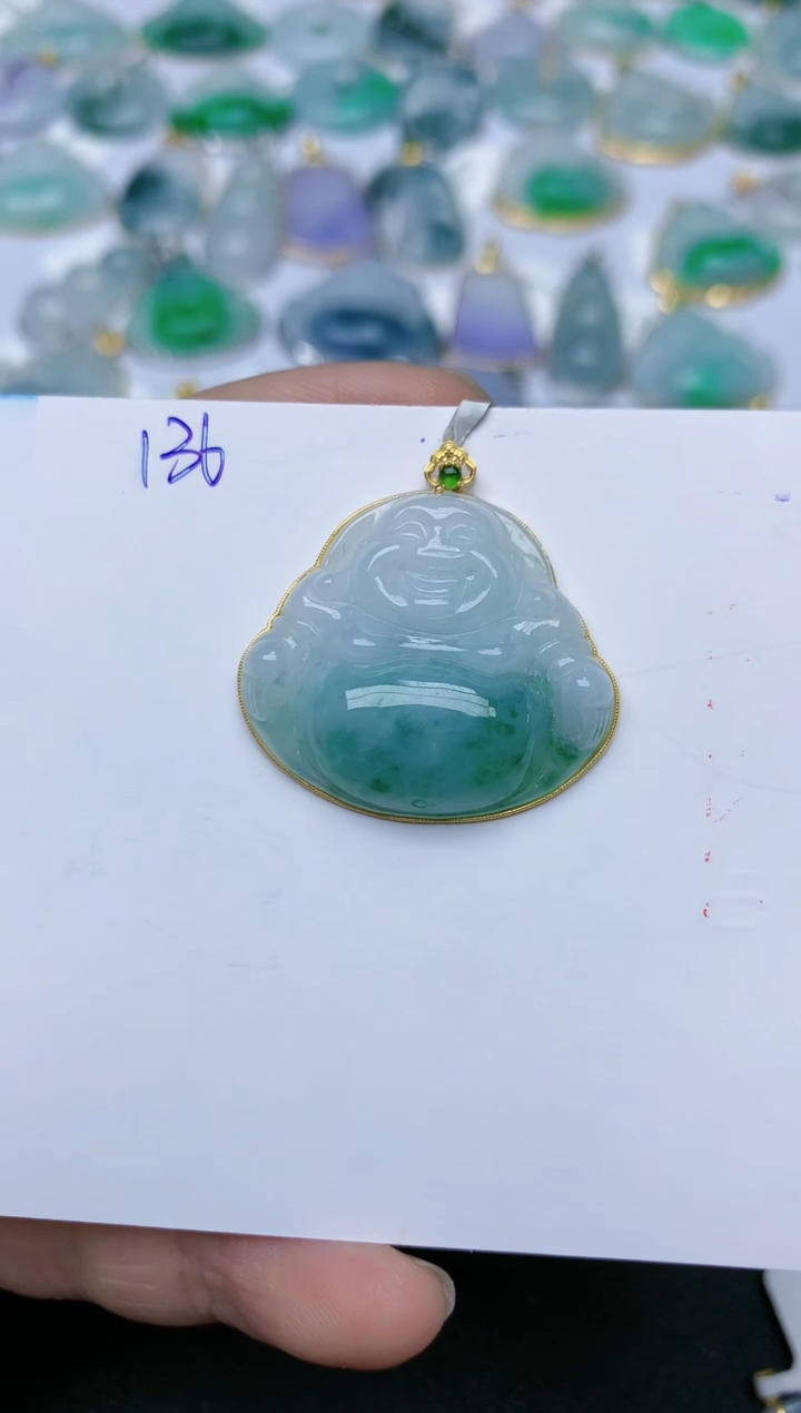 【闪购商品】翡翠颈饰18K金镶嵌天然翡翠A货    136