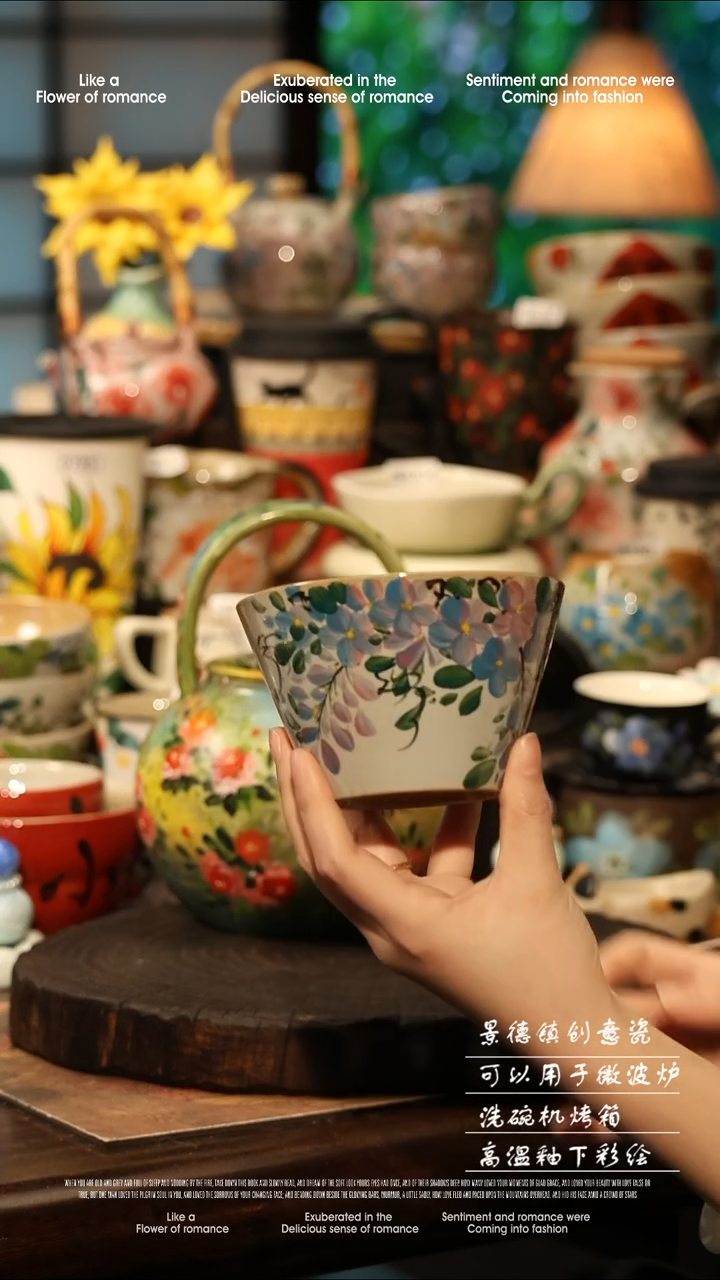 陶瓷景德镇高温釉下彩手工手绘款式