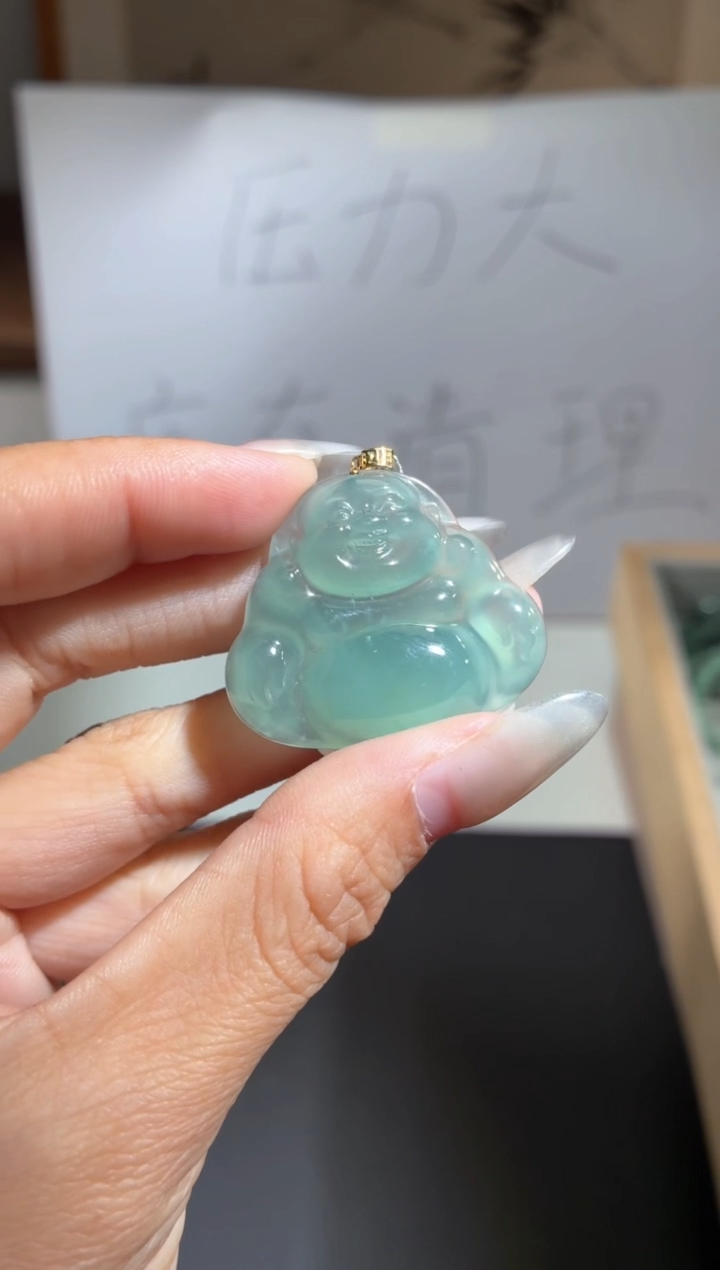 吊坠(不含链)18K金镶嵌翡翠佛公