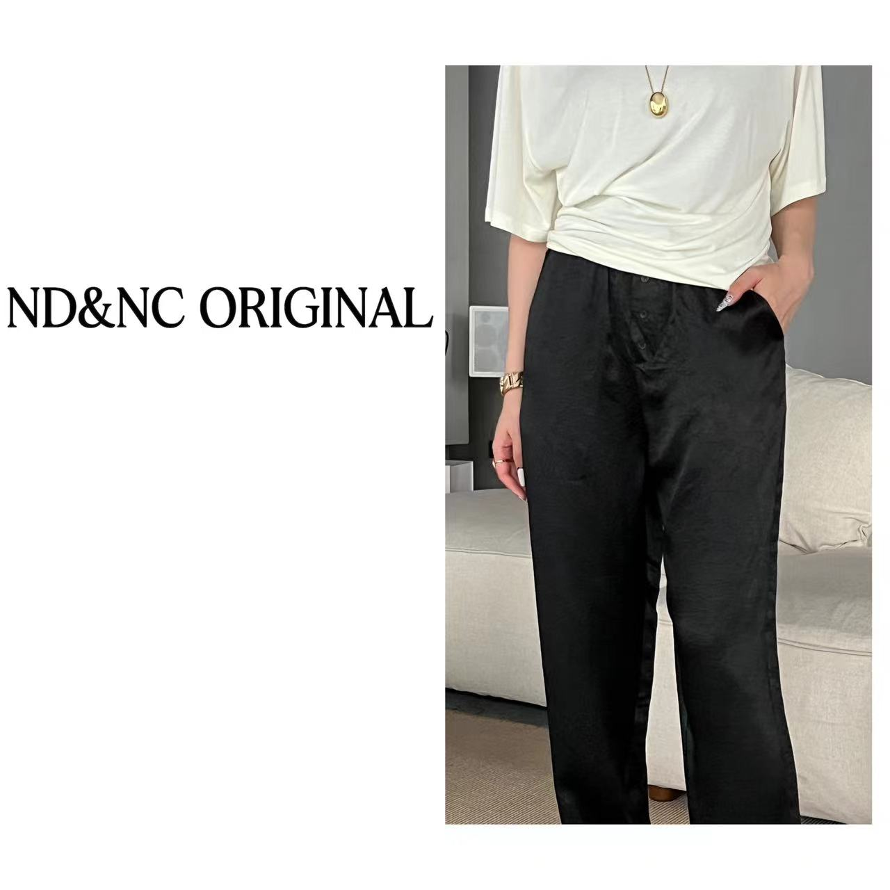 【MUZI】（蓝天）提花哈伦裤中腰口袋无弹力休闲裤潮流直筒裤宽松舒适