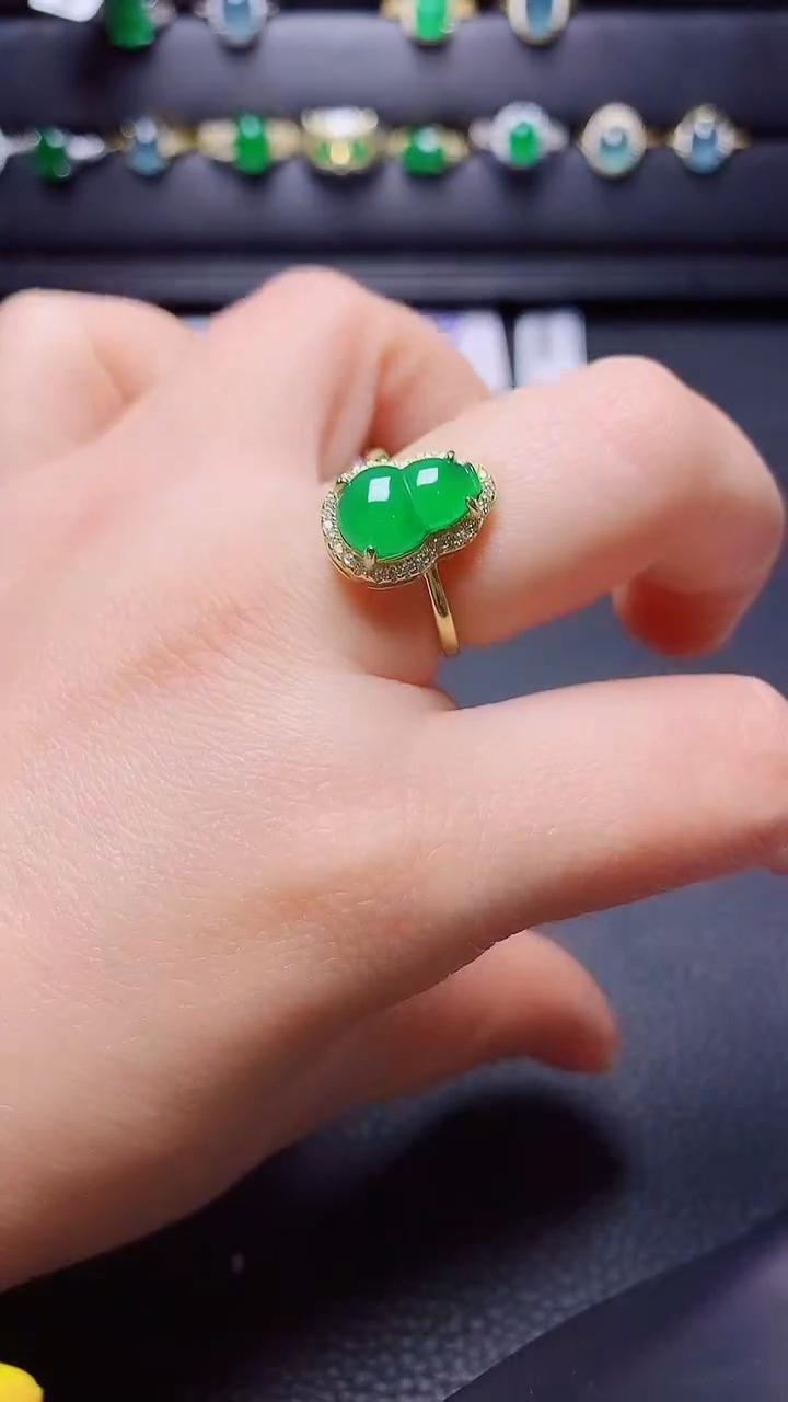 银S925镶嵌戒指翡翠 天然翡翠A货s925银镶