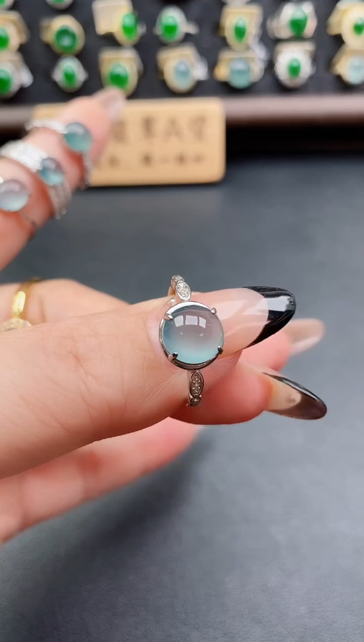 银S925镶嵌戒指翡翠1