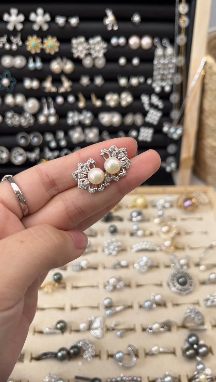 【闪购商品】淡水珍珠耳饰银S925镶嵌S925银 有瑕疵 淡水耳钉