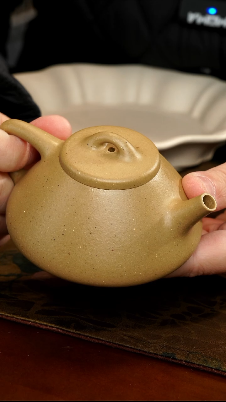 茶壶紫砂梨皮本绿石瓢壶