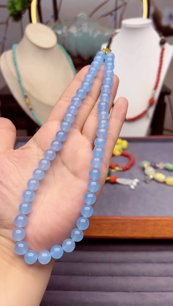 【闪购商品】海蓝宝石颈饰14K金镶嵌X792`````