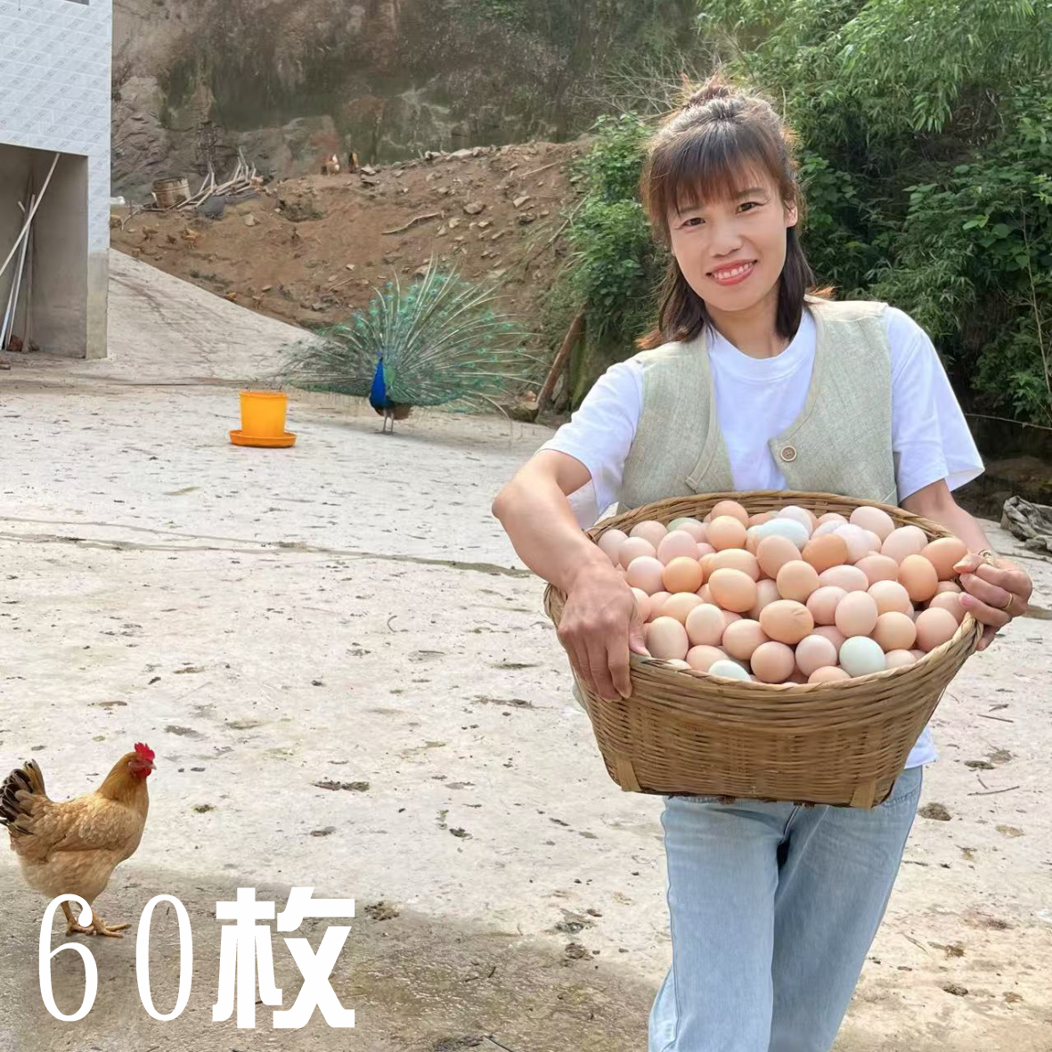 （甜甜麻麻专属）皖南九华山正宗农家散养土鸡蛋初生蛋60枚新鲜无抗
