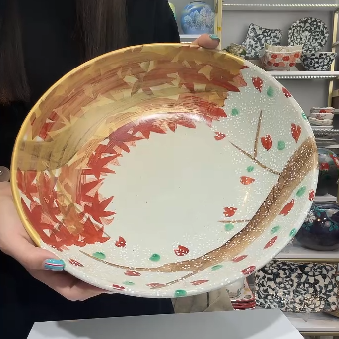 【单支】日本进口濑户烧云锦大钵31cm