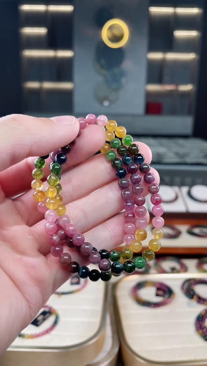 未镶嵌老矿碧玺三圈手串5mm+碧玺多样性发一条xion
