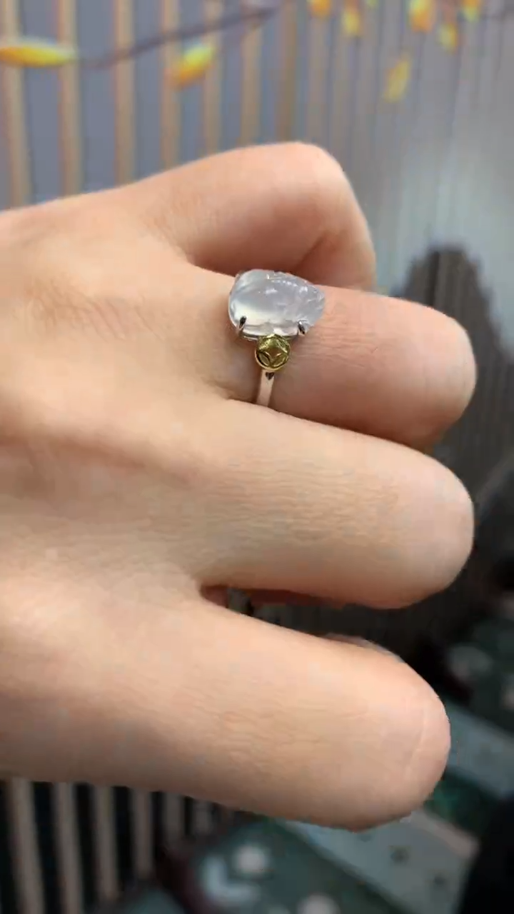 【闪购商品】翡翠戒指18K金镶嵌8-天然翡翠