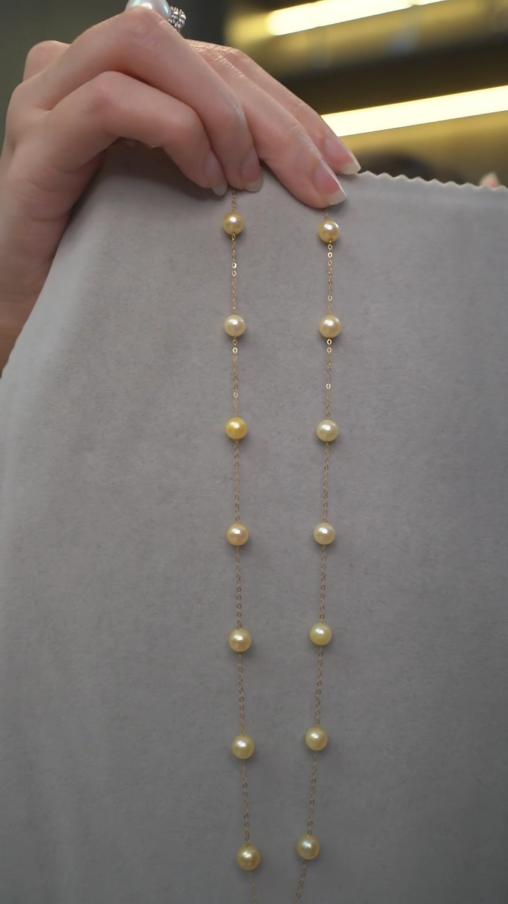 【闪购商品】海水珍珠颈饰18K金镶嵌通体18K金    海水满天星项链