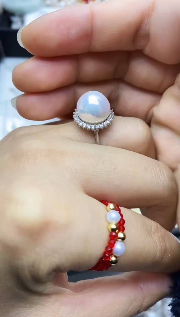 银S925镶嵌戒指淡水珍珠U**i多样性发其一