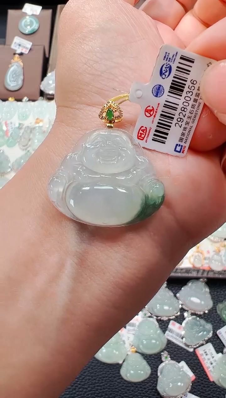 【闪购商品】翡翠吊坠(不含链)18K金镶嵌佛公吊坠356