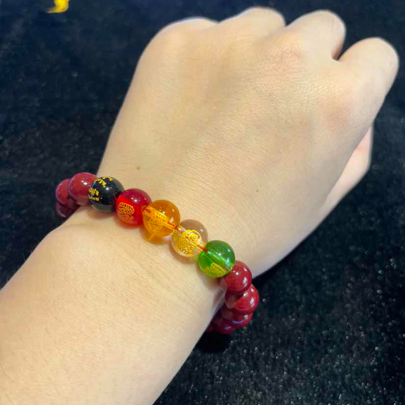 含辰砂工艺品朱砂五路财神手链