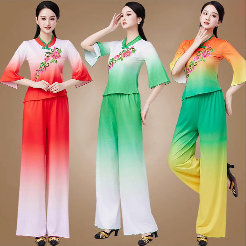 2025新款秧歌舞蹈服装古典舞演出服女飘逸民族广场扇子舞现代独舞