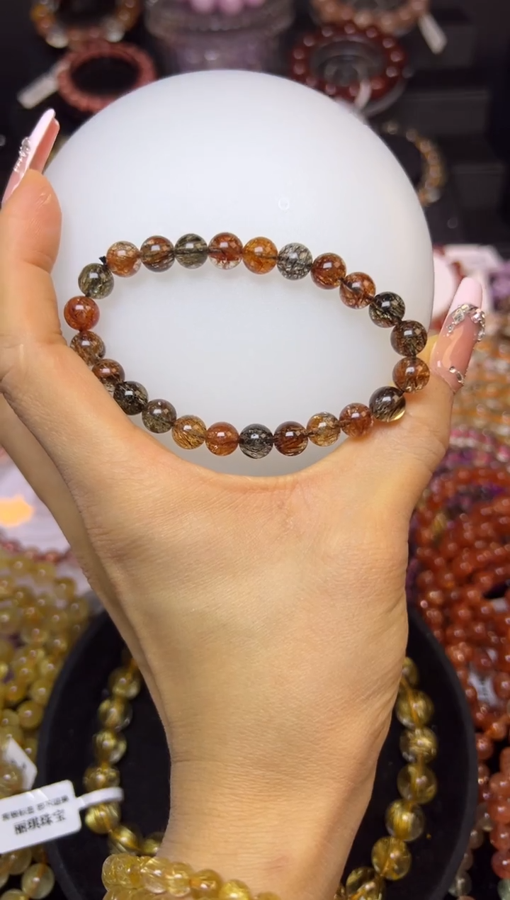 未镶嵌手串水晶黑金超7.8mm
