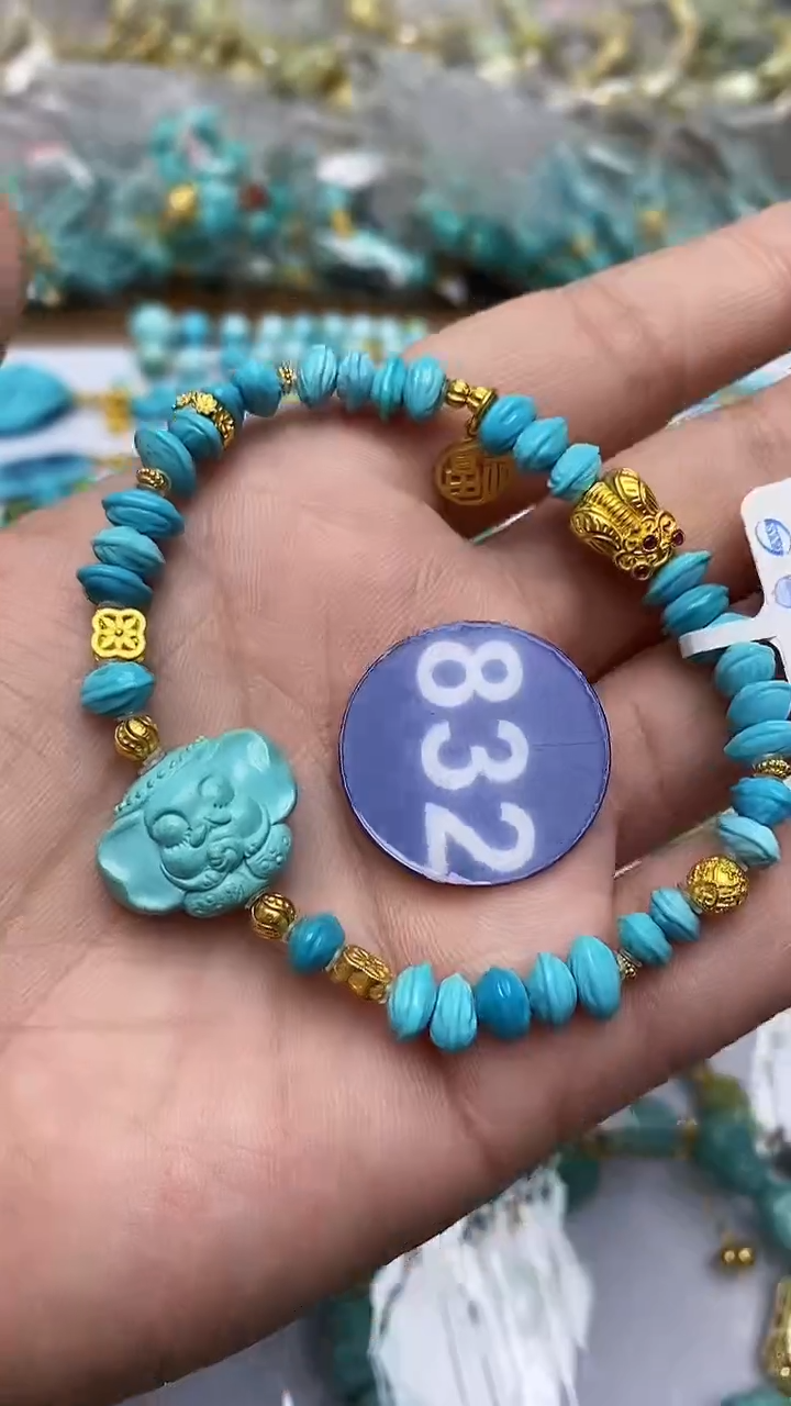 【闪购商品】绿松石手链18K金镶嵌832