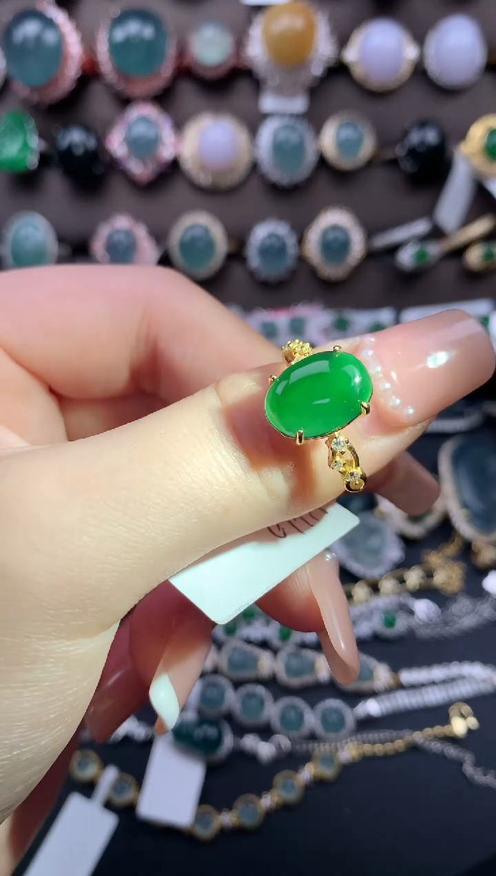 【闪购商品】翡翠戒指银S925镶嵌614151241