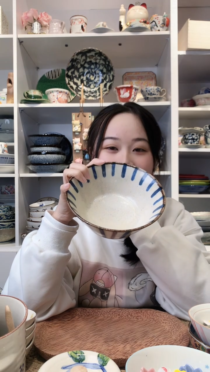 陶瓷【微瑕】粗陶秋收平底汤碗17cm