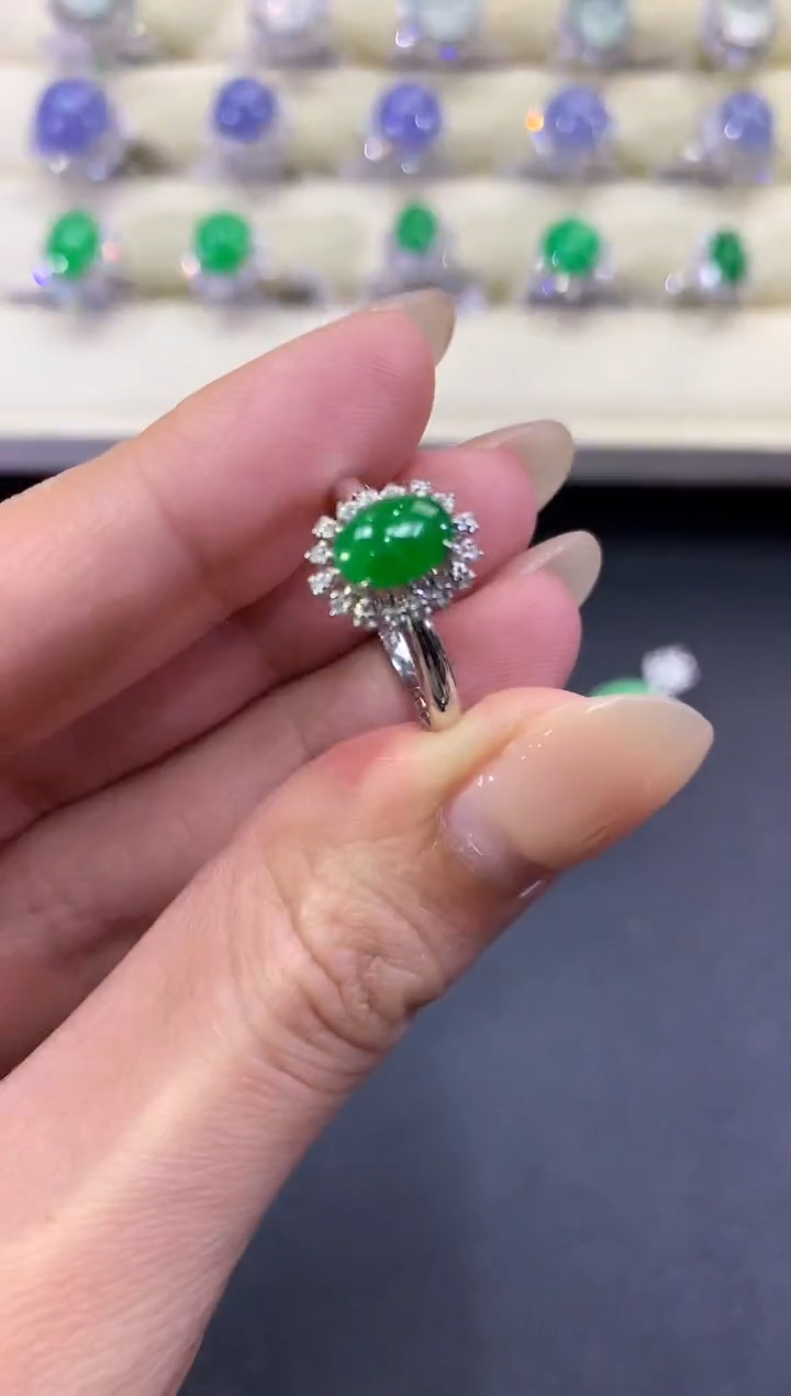 【闪购商品】翡翠戒指18K金镶嵌a45       