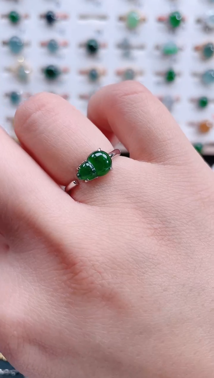 银S925镶嵌戒指翡翠天然翡翠