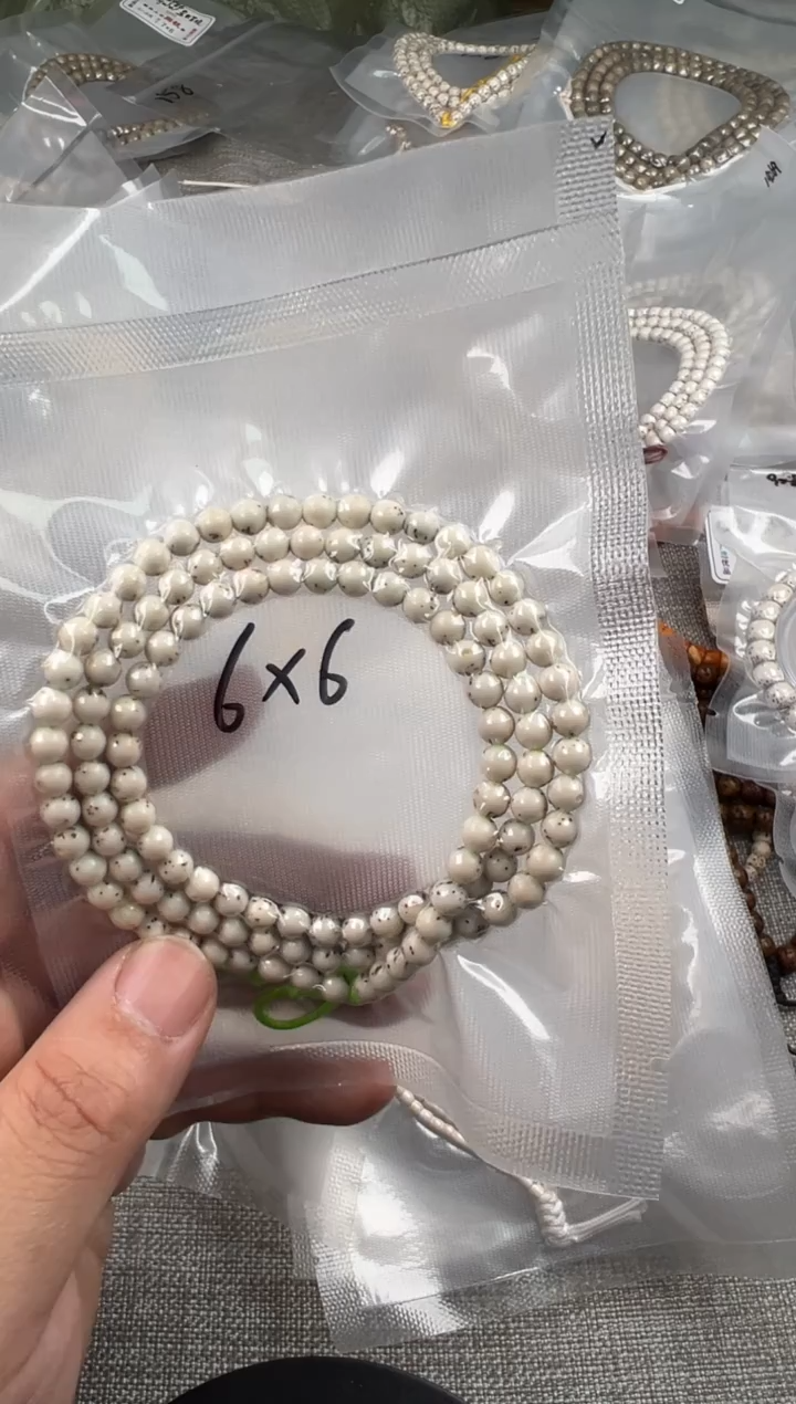 手串星月菩提6mm白冰石玉料带月河豚大留白星稀龙蛋108头条