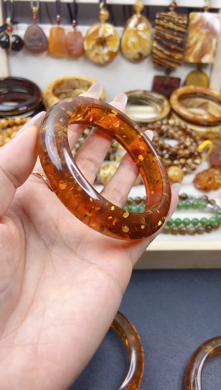 花 珀 手 镯 60 圈 口