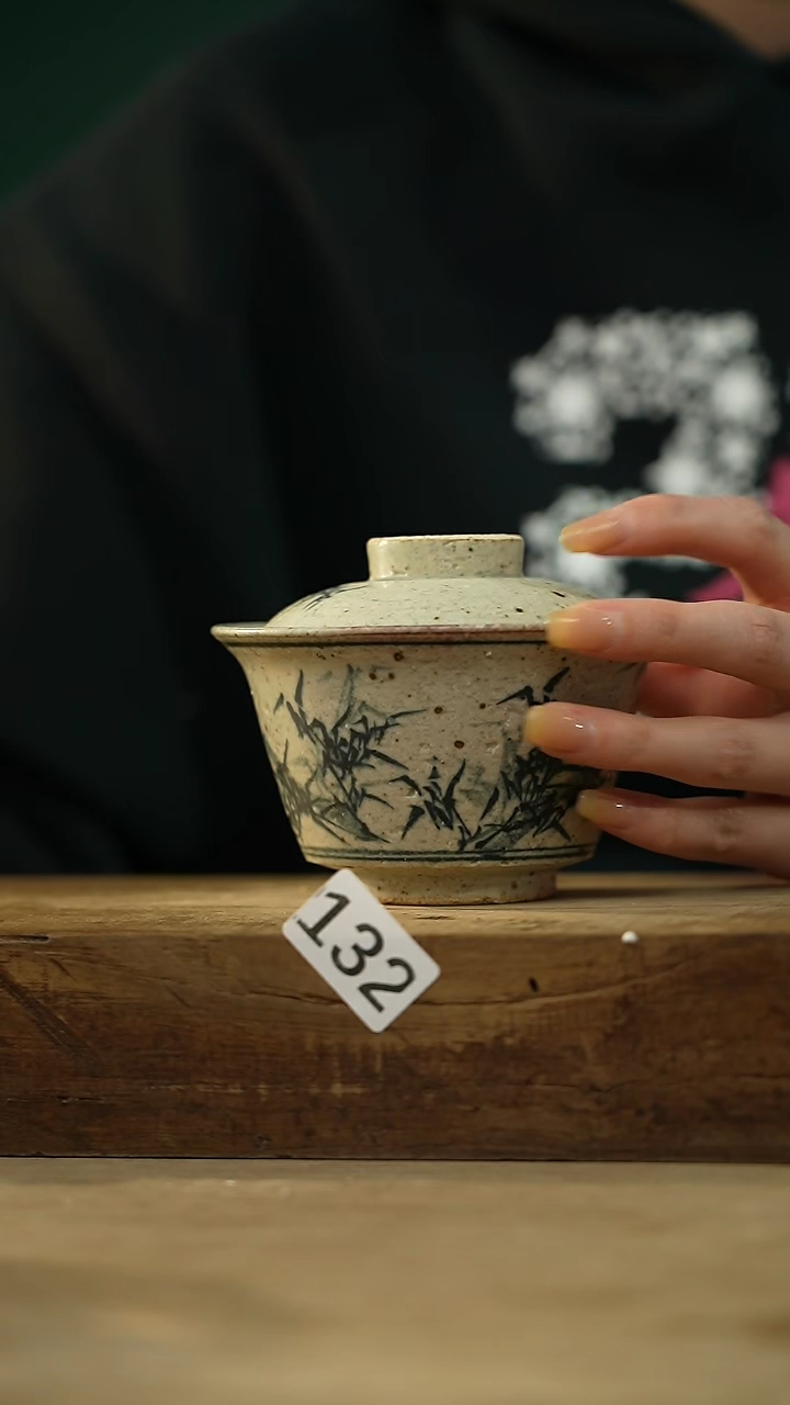 【闪购商品】瓷片设计师手作款 仿古青花手绘 盖碗