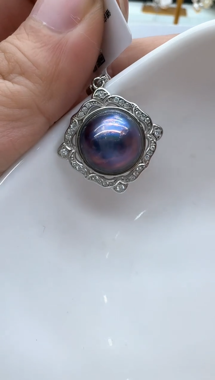 【闪购商品】拼合珍珠（马贝珠）颈饰银S925镶嵌清货