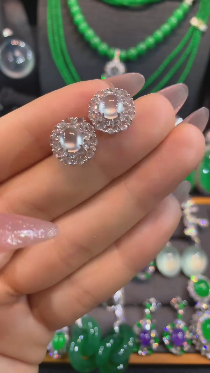 【闪购商品】翡翠耳饰18K金镶嵌耳饰