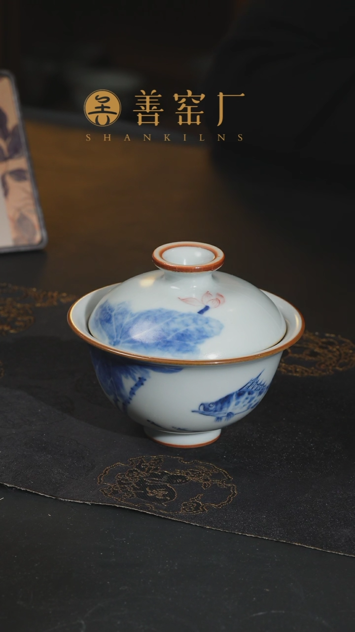 【闪购商品】柴烧两才月白盖碗微瑕