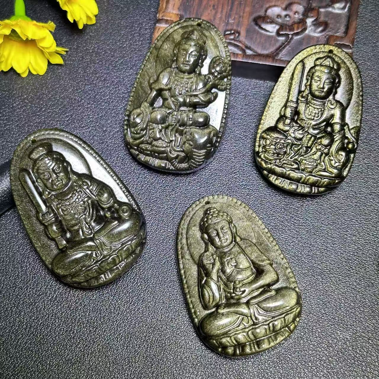 q-C3805-猫眼金曜石观音吊坠-配绳-多样性只发一件