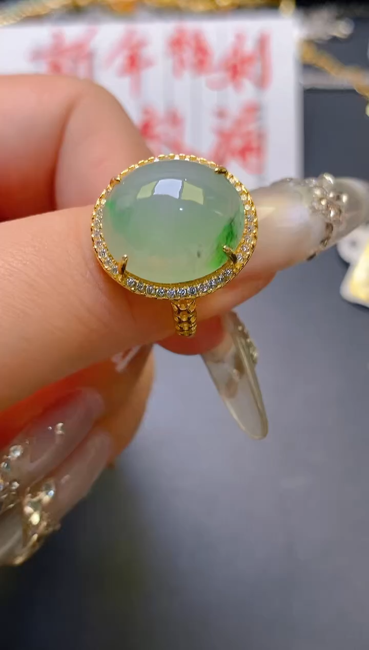 【闪购商品】翡翠耳饰银S925镶嵌天然A货翡翠1