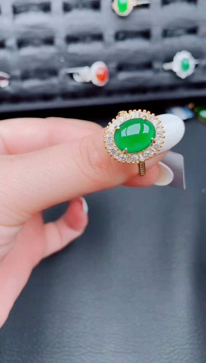 【闪购商品】翡翠戒指银S925镶嵌天然a货翡翠188