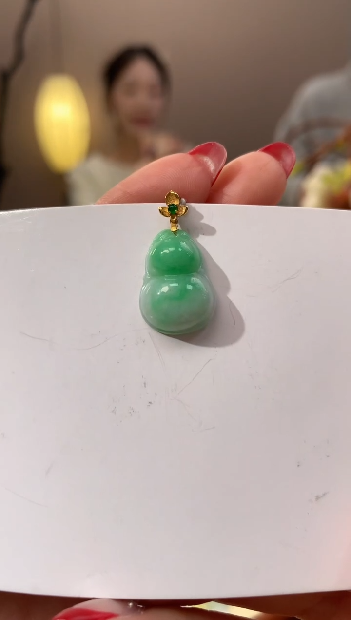 【闪购商品】翡翠颈饰18K金镶嵌天然缅甸a货翡翠