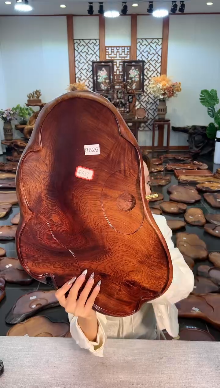 【闪购商品】大果紫檀（缅甸花梨）茶盘8825