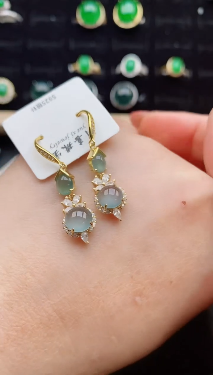 【闪购商品】翡翠耳饰银S925镶嵌858050