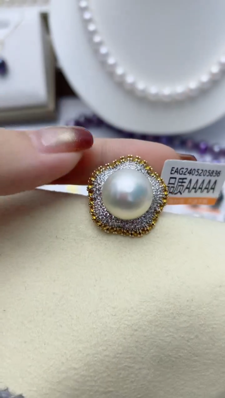 【闪购商品】海水珍珠戒指银S925镶嵌W136