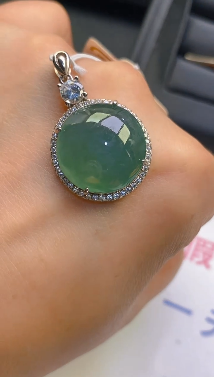 【闪购商品】翡翠耳饰银S925镶嵌天然A货翡翠1