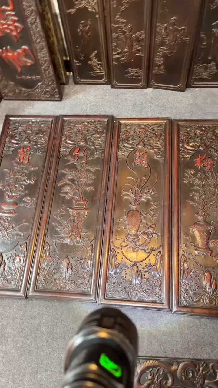 【闪购商品】非洲紫檀（红花梨）四条屏