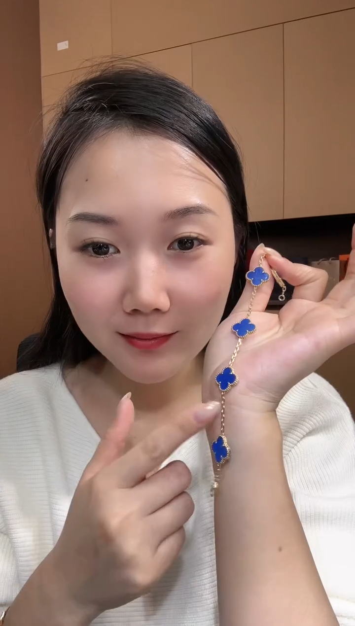 【闪购商品】玛瑙/玉髓手链18K金镶嵌蓝色k黄，五花手链GHJ  